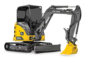 Image montrant une Excavatrice John Deere 35G ​à louer chez Location Remorque Laval à Laval.